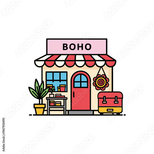 Boho Style Shopfront with Decorative Elements.