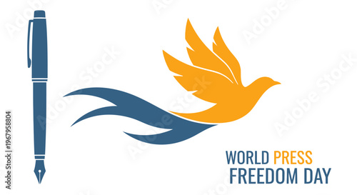 Dove with Pen Neck Tie Illustration