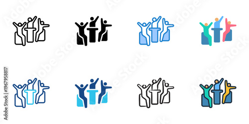 Group hangout icons set multiple style collection. Editable stroke 
