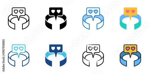 VR dating icons set multiple style collection. Editable stroke 
