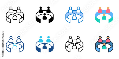 Metaverse meeting icons set multiple style collection. Editable stroke 
