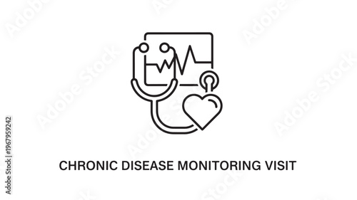 Clean line art icon representing healthcare concepts like heart health, cardiology, and chronic disease management. Suitable for medical websites, patient education, and health awareness campaigns.