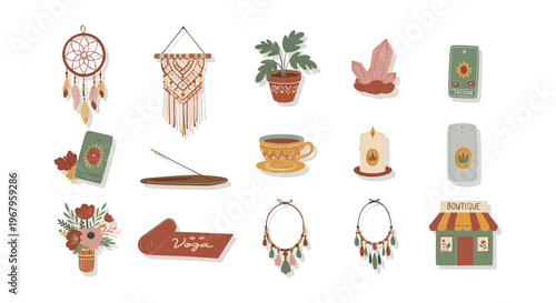 Collection of Boho Chic Decorative Items and Accessories.