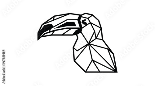 Minimalist Geometric Toucan Bird | Modern Polygon Tropical Bird Icon for Exotic Branding