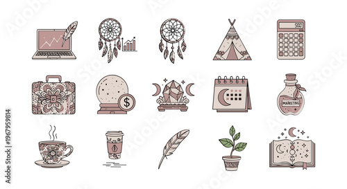 Collection of Hand Drawn Illustrations and Icons.