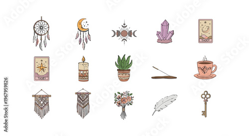 Collection of Mystical and Esoteric Symbols and Objects.