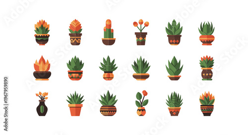 Collection of Potted Plants and Cacti 4.