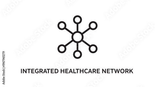 A professional logo representing an integrated healthcare network with a stylized connectivity symbol on a clean white background, ideal for healthcare, medical, and business concepts.