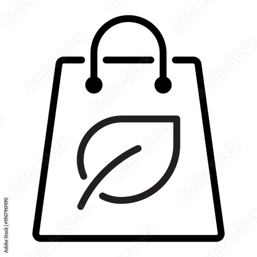 Shopping bag icon with a leaf symbol representing eco-friendly products and sustainable retail