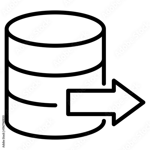 A database cylinder with an arrow pointing outward representing the action of sending data out of a system