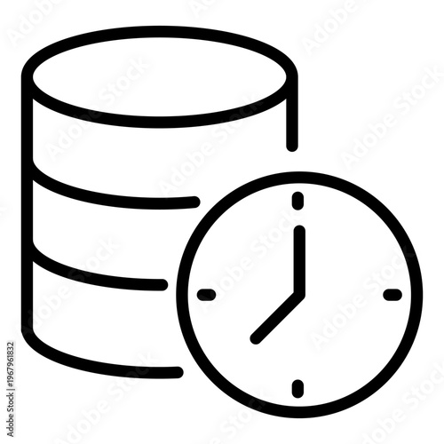 A database cylinder with a clock symbol representing immediate and live data processing