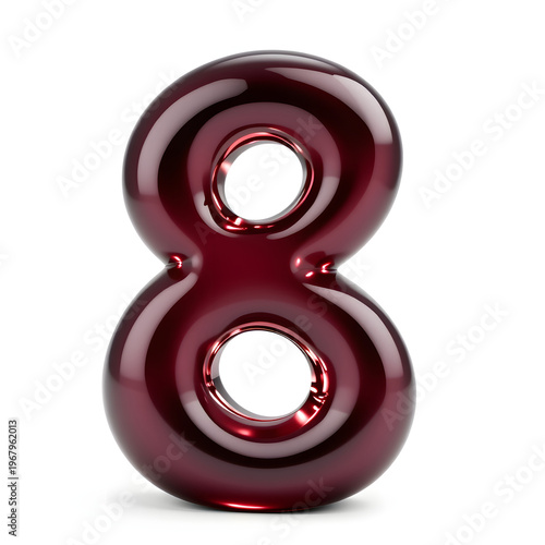 number 8 eight red balloon on white background