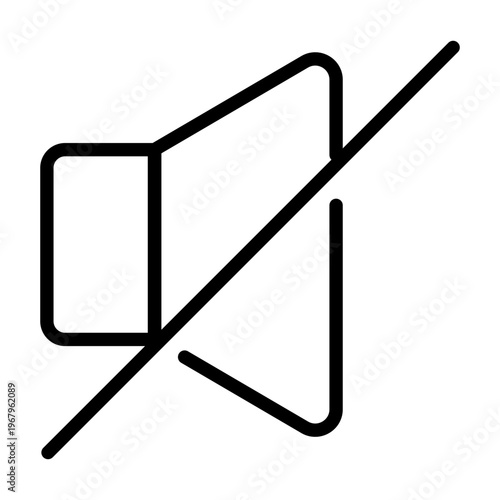 Line icon showing a muted speaker or silent audio mode for music applications