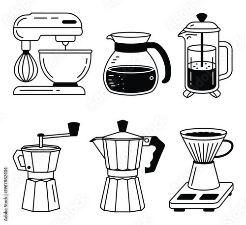Collection of Coffee Making Appliances and Kitchen Mixer