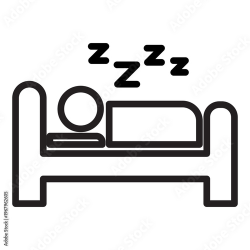 Line icon showing a person in bed with multiple Z symbols representing a state of deep restorative sleep