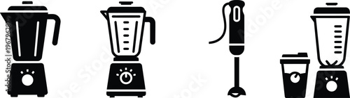 Collection of electric kitchen blender and food mixer icons
