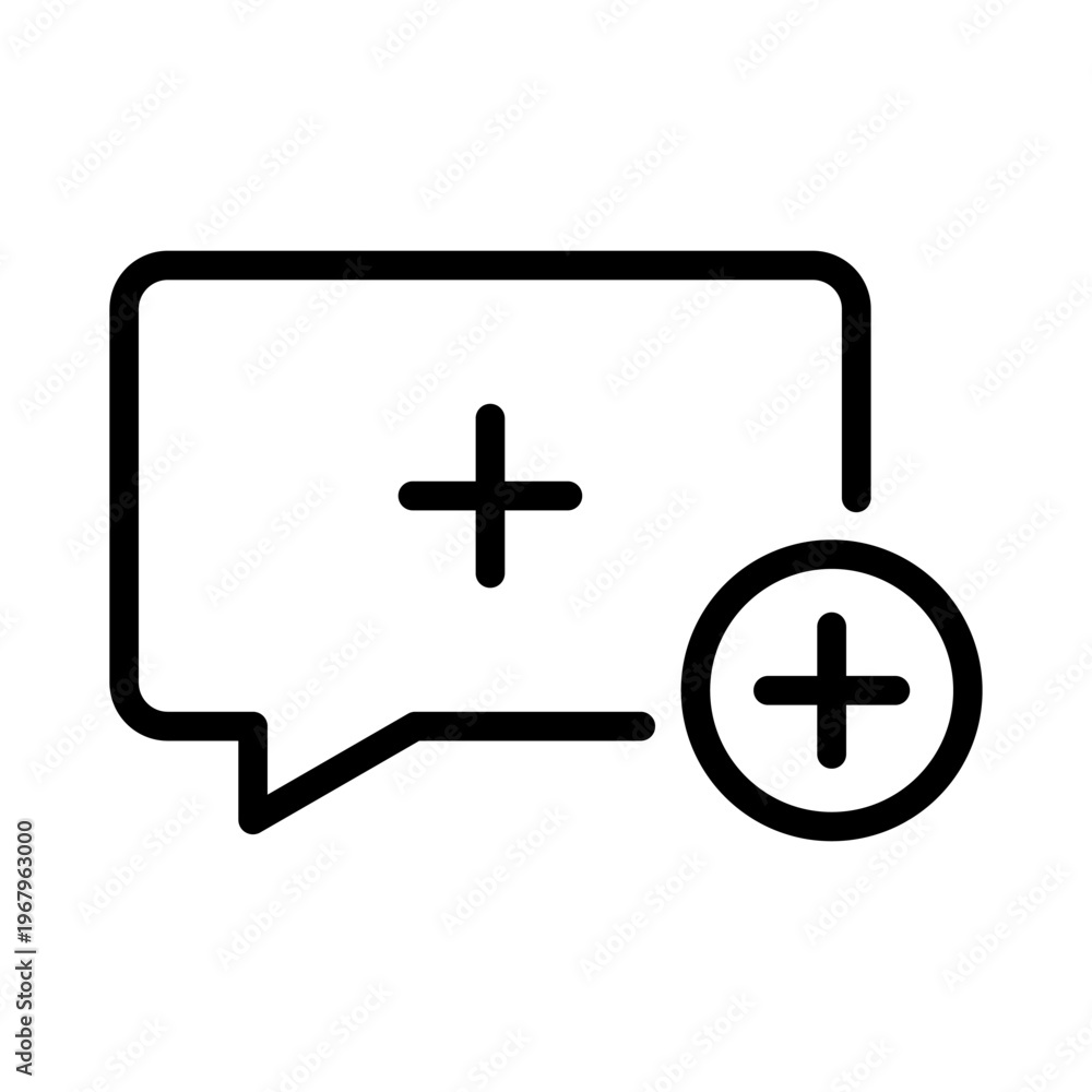 Obraz premium Speech bubble with a plus sign icon for adding a new comment or participating in a thread