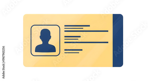 ID Card Employee Badge with Photo Isolated on White Background Identity