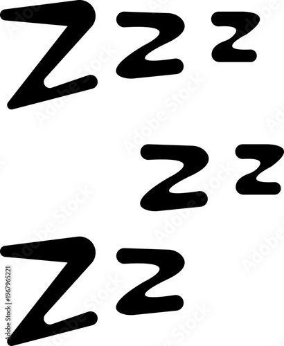 sleep snore icon set, snooze nap Z sound . Sleepy yawn or insomnia sleeper alarm clock Zzz, icons of goodnight deep sleep dreaming, bored or tired. Relaxation and Bedroom elements Design Concepts,