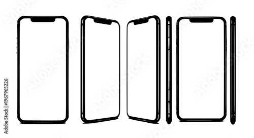 Modern frameless smartphone vector blank white screen EPS10 isolated on white