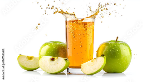 Fresh apple juice with green apples.