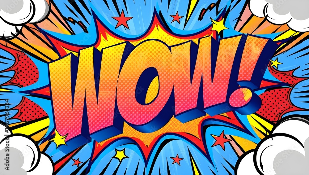 Fototapeta premium Colorful comic book wow explosion.