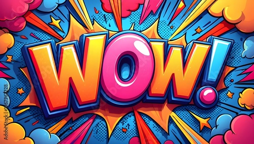 Colorful comic book wow explosion.