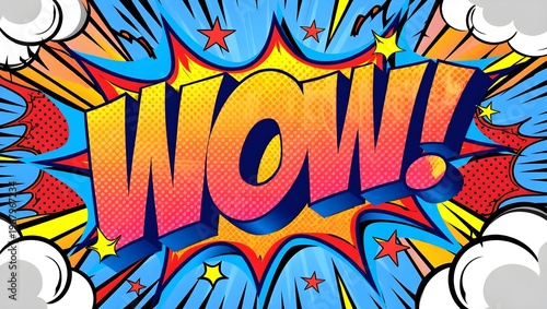 Colorful comic book wow explosion.