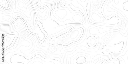 The black grey on white contours vector topography stylized height of the lines. The concept of a conditional geography scheme and the terrain path. Ultra wide. Map vector terrain Illustration.	