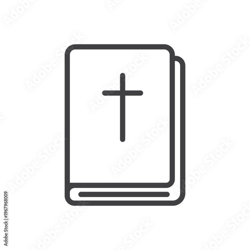 Outline bible book doodle icon isolated flat style design.