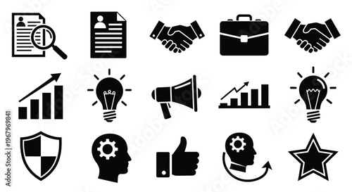 Black icons representing business recruitment ideas and success concepts high quality