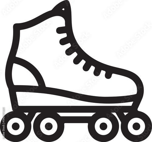 Black roller skate icon, roller skating shoe, inline skate, sports equipment