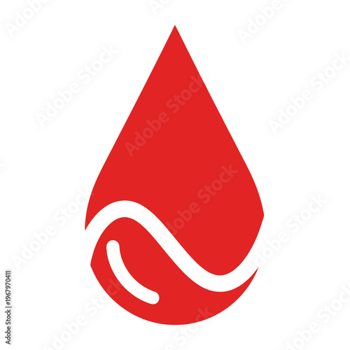 Red Blood Drop Icon Isolated Minimal Medical Donation Symbol Illustration