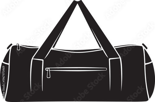 Black gym bag, sports duffel bag, fitness luggage, travel bag