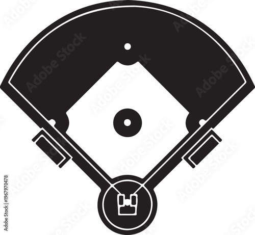 Baseball field, baseball diamond, sports icon, vector stadium