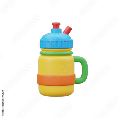 Playful 3D summer hat concept, vibrant yellow, red, and blue accessory design