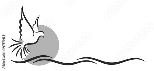 The symbol of flying pigeon with wave.