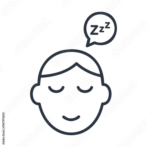 Sleepy face with speech bubble and zzz symbol