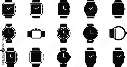 Various wrist watch and timepiece icon collection