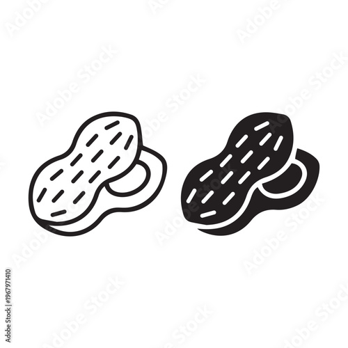 Peanut icon set. Outline of peanut vector icon for web design on white background
