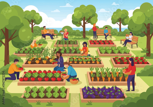 People Relaxing in a Park Setting.