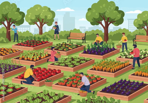 People Working in Vegetable Garden.