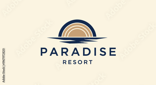 Paradise Resort Logo - A serene depiction of sun, sea, and relaxation, perfect for travel and leisure.