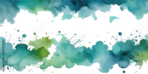 An abstract blue watercolor background with artistic paint splashes and a colorful grunge texture on paper makes a beautiful vector illustration pattern