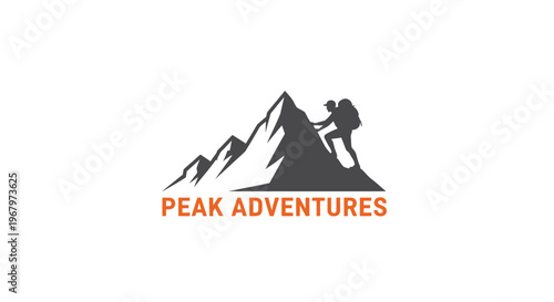 Peak Adventures Logo - Silhouette of a Climber Ascending a Mountain Peak.