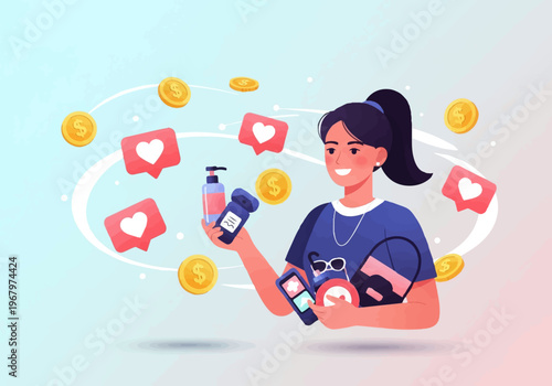 Social media icons with heart symbol.