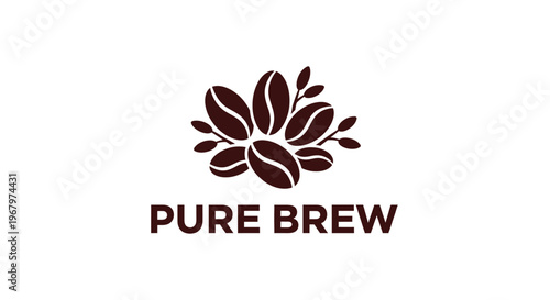 Pure Brew Coffee Logo - Elegant Design Featuring Coffee Beans and Leaves.