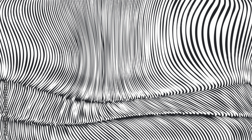 Distorted or wrinkled striped surface.
