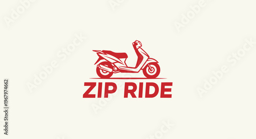 Red scooter logo for Zip Ride, a transportation service, on a white background.
