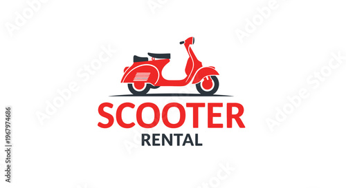 Red scooter rental logo design for transportation and travel services.